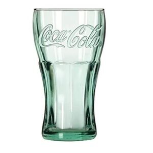Three Light Green Coca Cola Embossed Contoured Drinking Glasses Tumblers